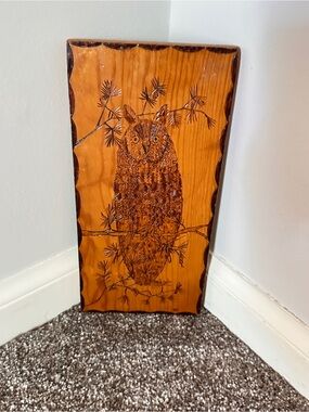 Handmade wooden owl plaque